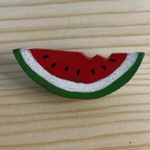 Handcrafted Wooden Watermelon Slice Brooch Pin